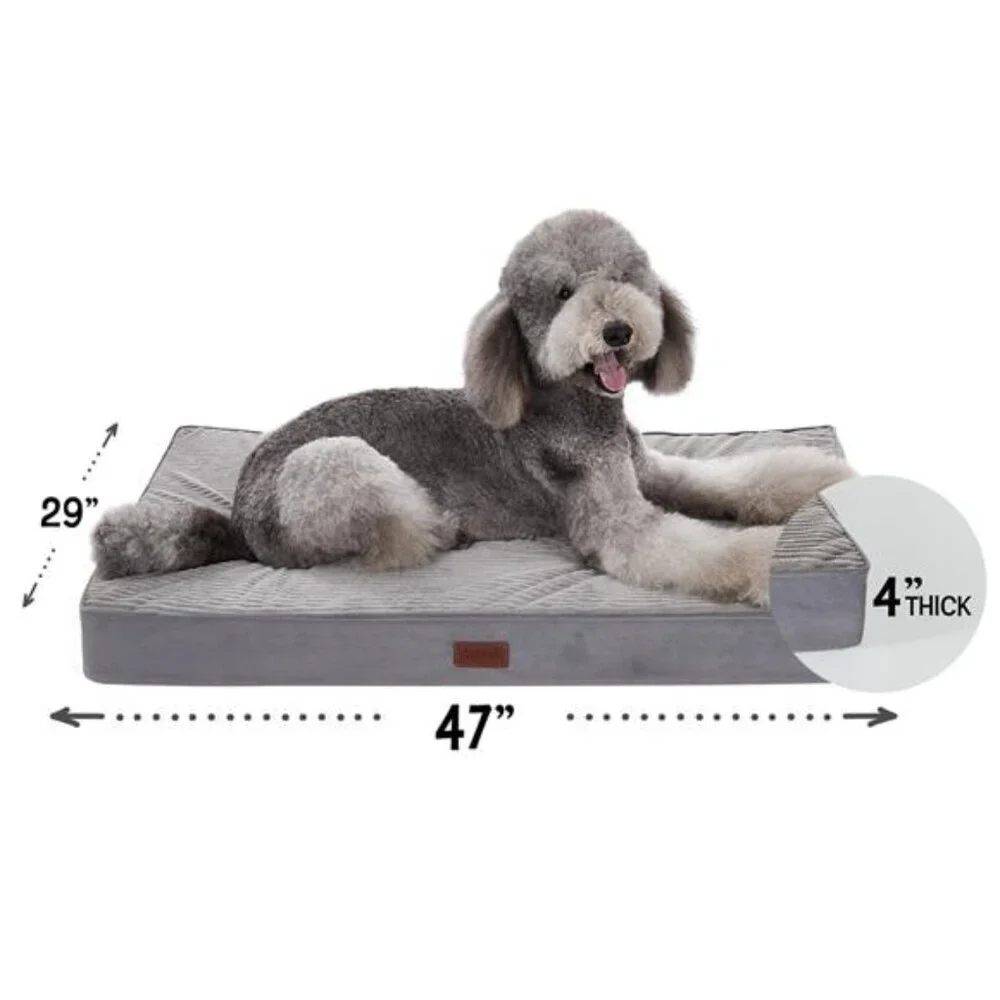 47in Gray Orthopedic Dog Bed For Large Dogs with Egg Crate Foam Support - Picture 1 of 5